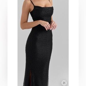 House of CB Black Strapless Beaded Dress